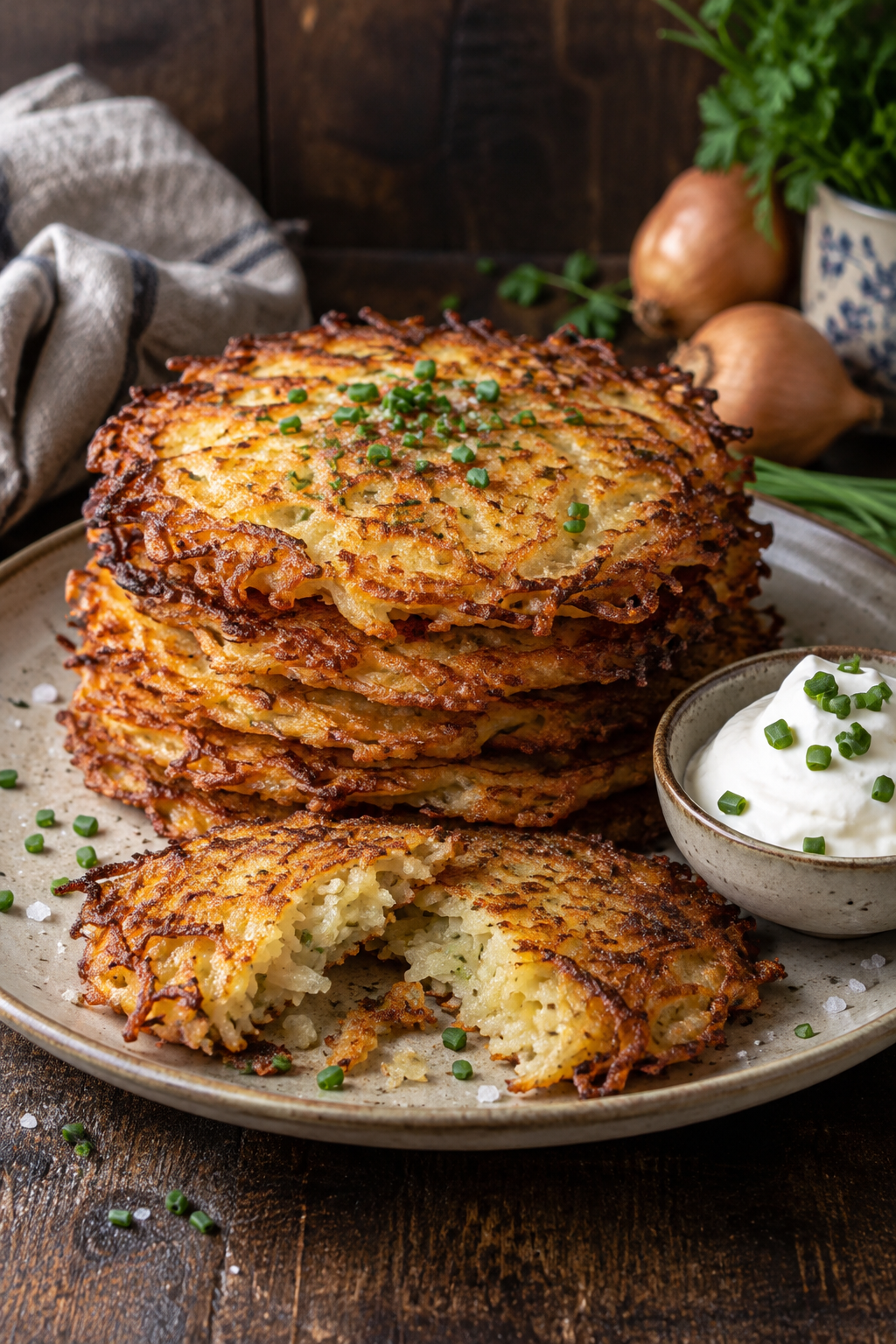 Knusprige Kartoffel-Ei-Pfannkuchen als Pinterest-Motiv