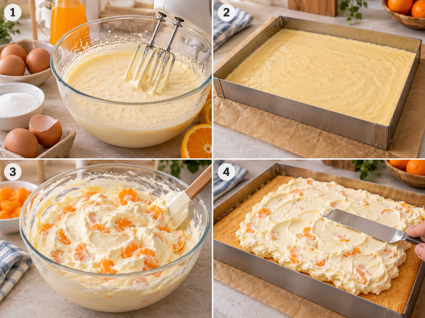 Vier Schritte für Fantakuchen mit Mandarinencreme