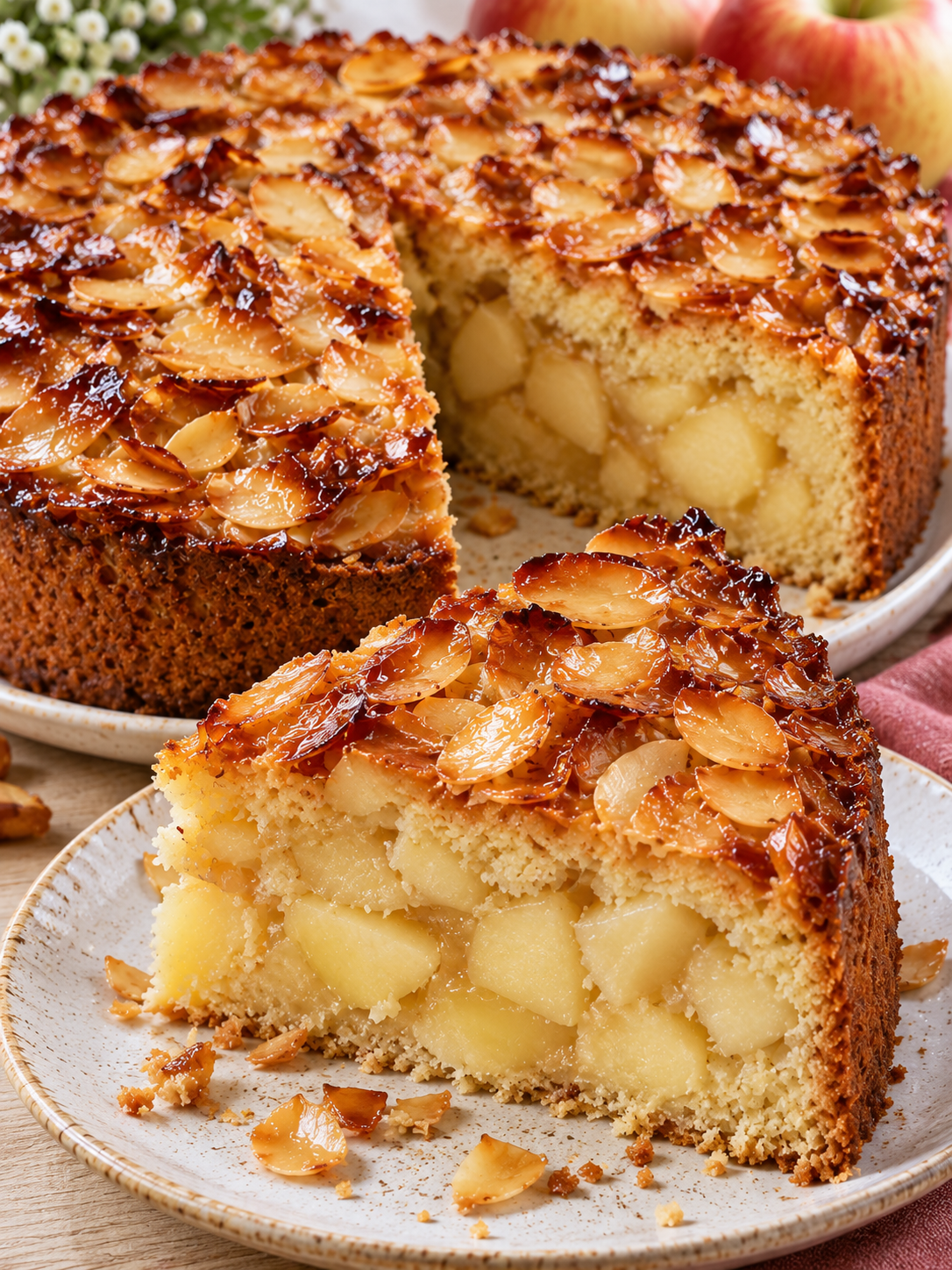 Saftiger Florentiner Apfelkuchen mit glänzender Mandelkruste