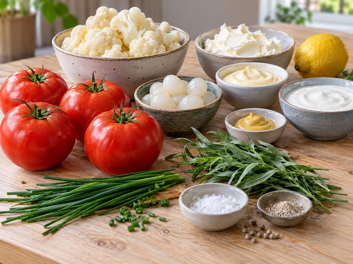 Zutaten für gefüllte Tomaten mit Blumenkohlsalat
