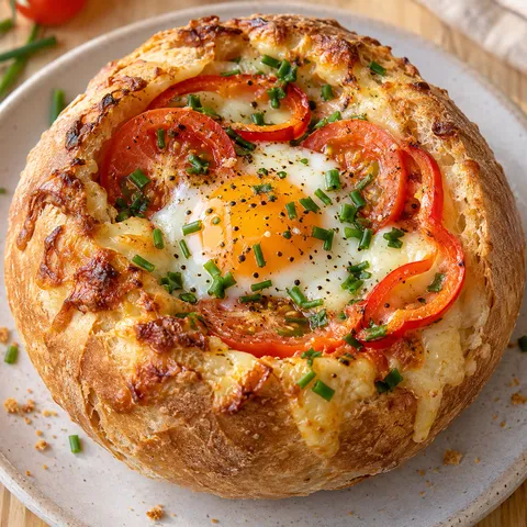 Hellerauer Brötchen mit Ei, Tomate, Käse und Paprikaringen