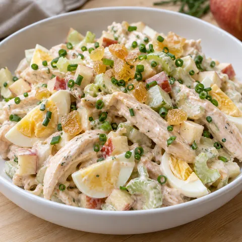 Ingwer-Geflügelsalat mit Ei, Schnittlauch und cremigem Dressing