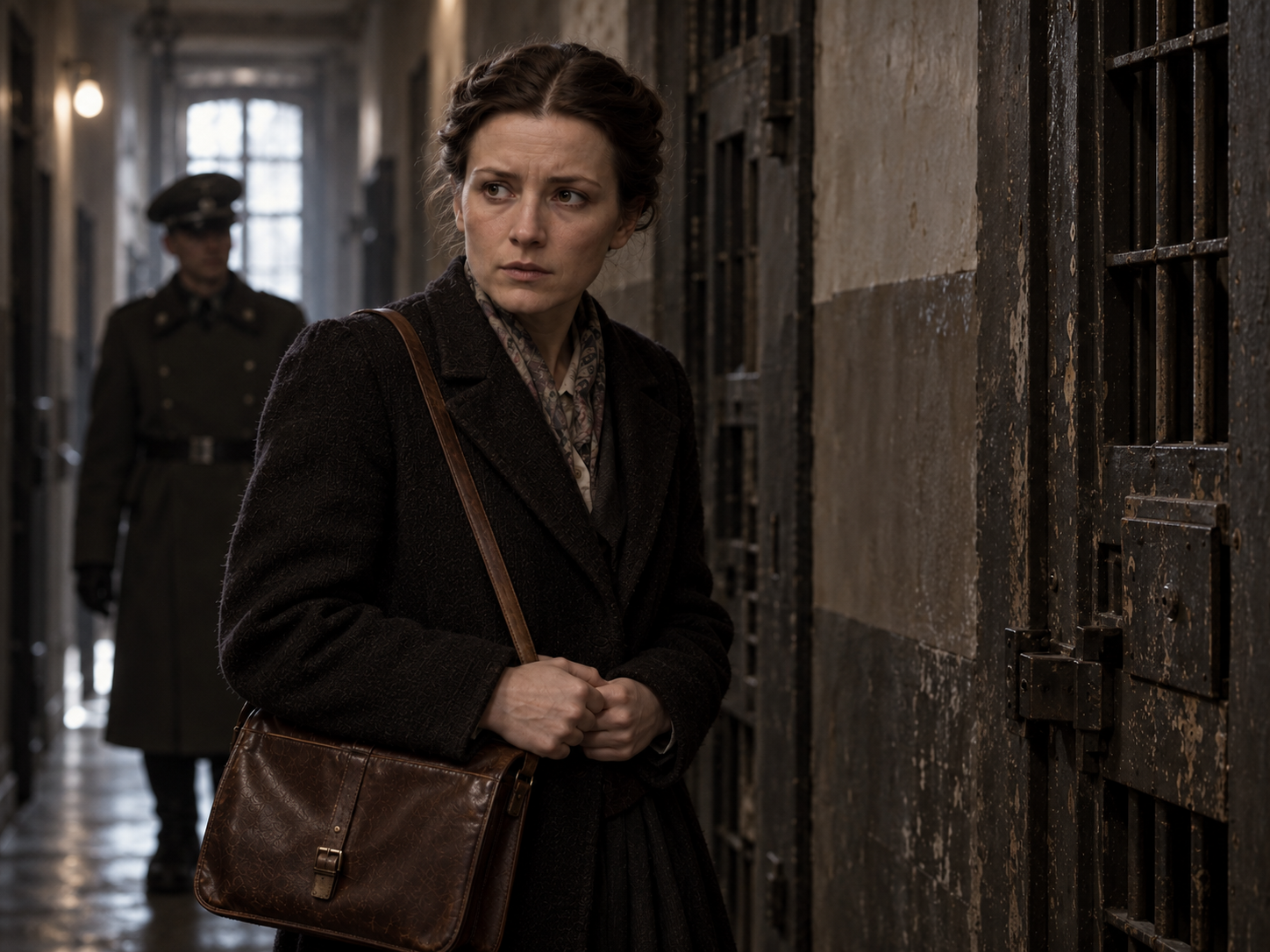 Irena Sendler in einem dunklen Gefängniskorridor