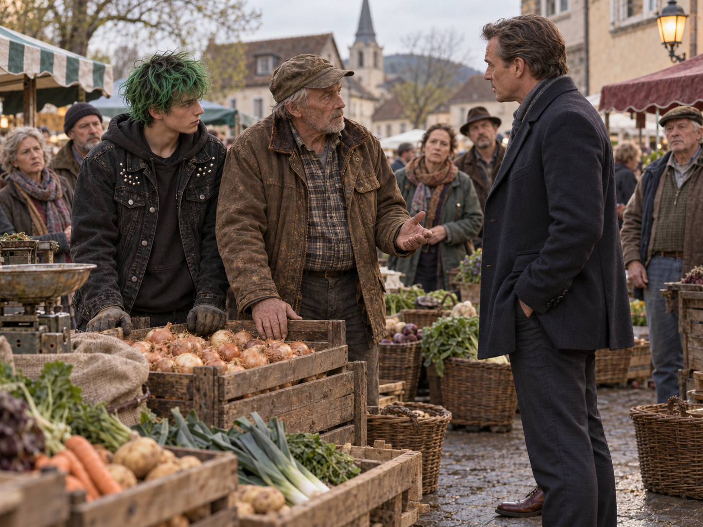 Jakob stellt sich auf dem Markt öffentlich vor Finn.