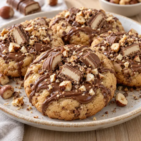 Kinder-Bueno-Plätzchen mit Haselnusscreme und Vollmilchschokolade