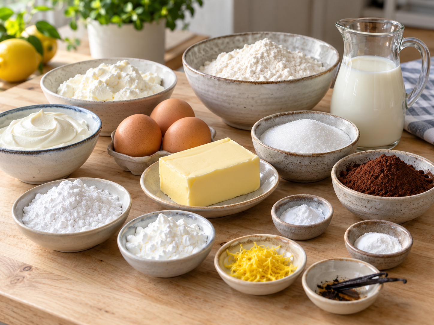 Zutaten für Marmorierten Schmandkuchen mit Schmand, Kakao, Eiern und Mehl