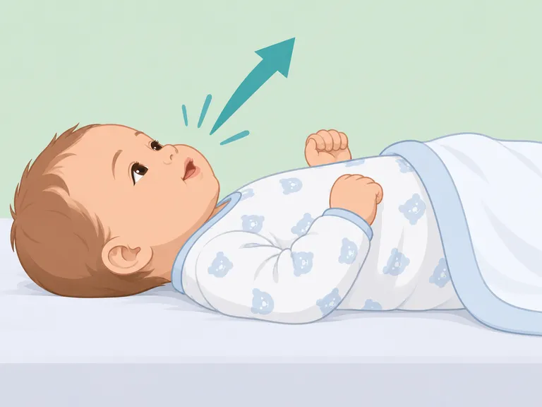 Ein Baby liegt warm und frei atmend auf dem Rücken.