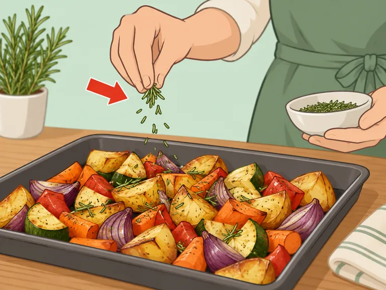 Eine kleine Menge Rosmarin wird beim Kochen verwendet.