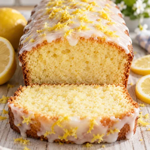 Saftiger Zitronenkuchen mit Zitronenguss und feiner heller Krume