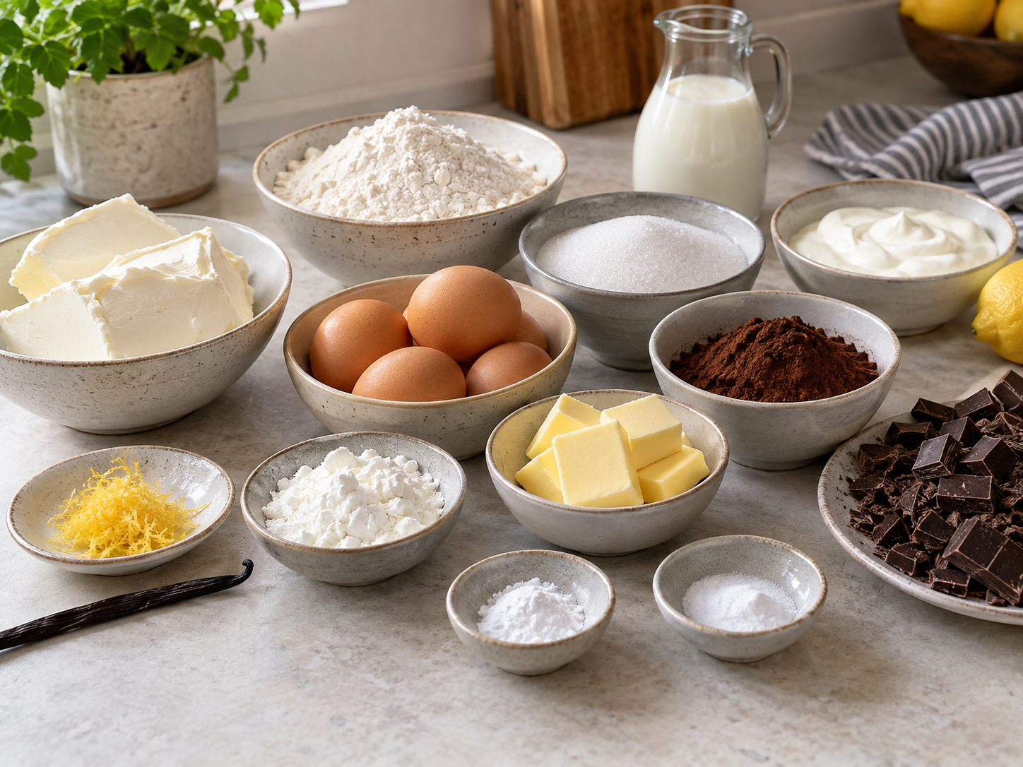 Zutaten für Schokoladen-Gugelhupf mit Frischkäsefüllung