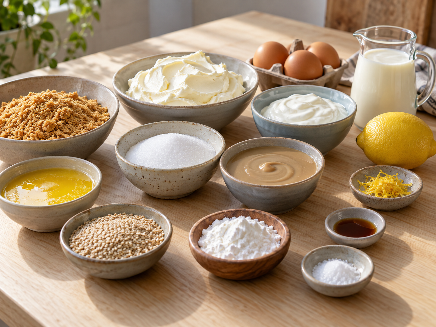 Zutaten für Tahini-Cheesecake mit Sesam und Karamell
