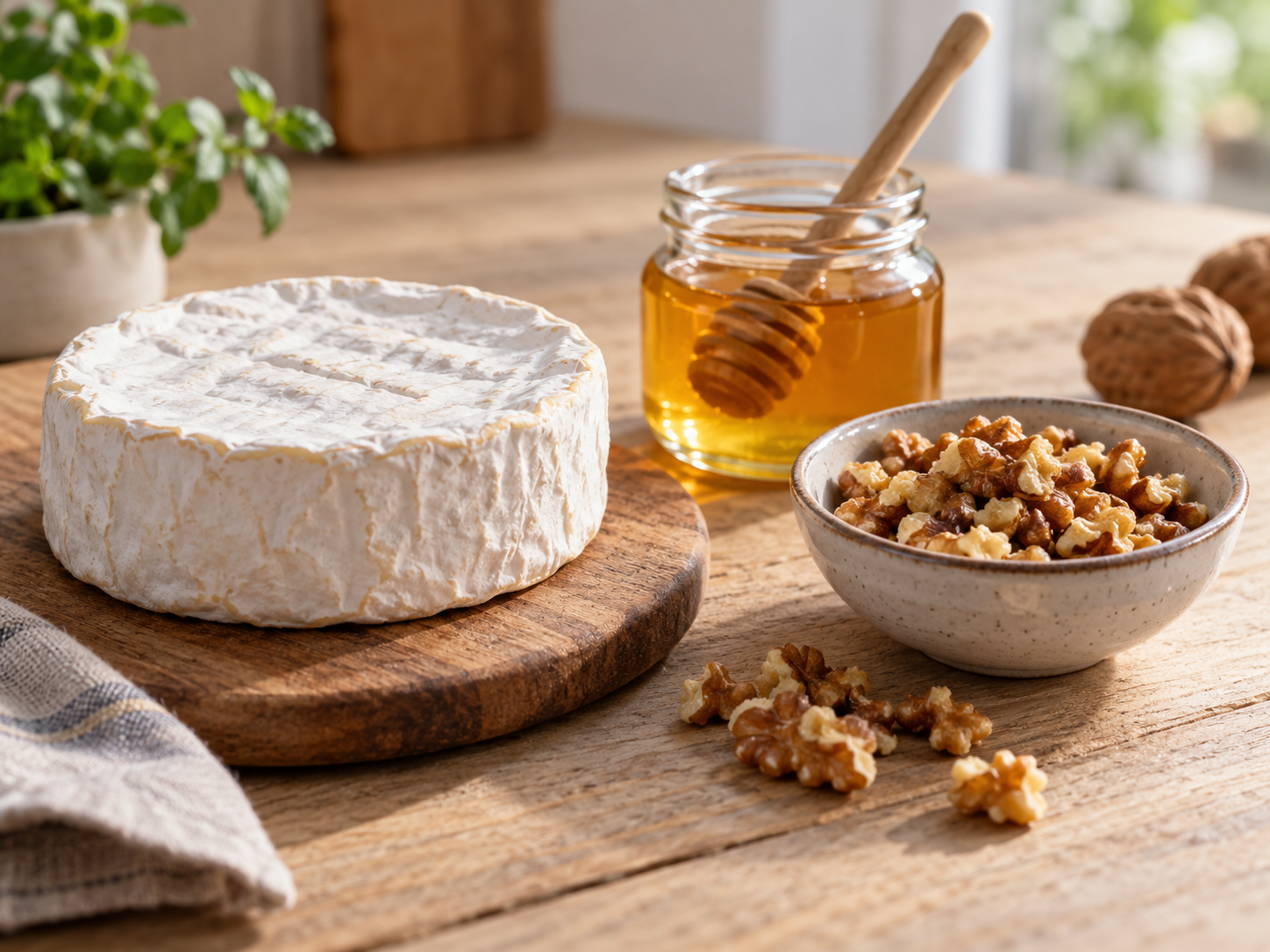 Camembert, Honig und Walnüsse für einen warmen Gäste-Snack