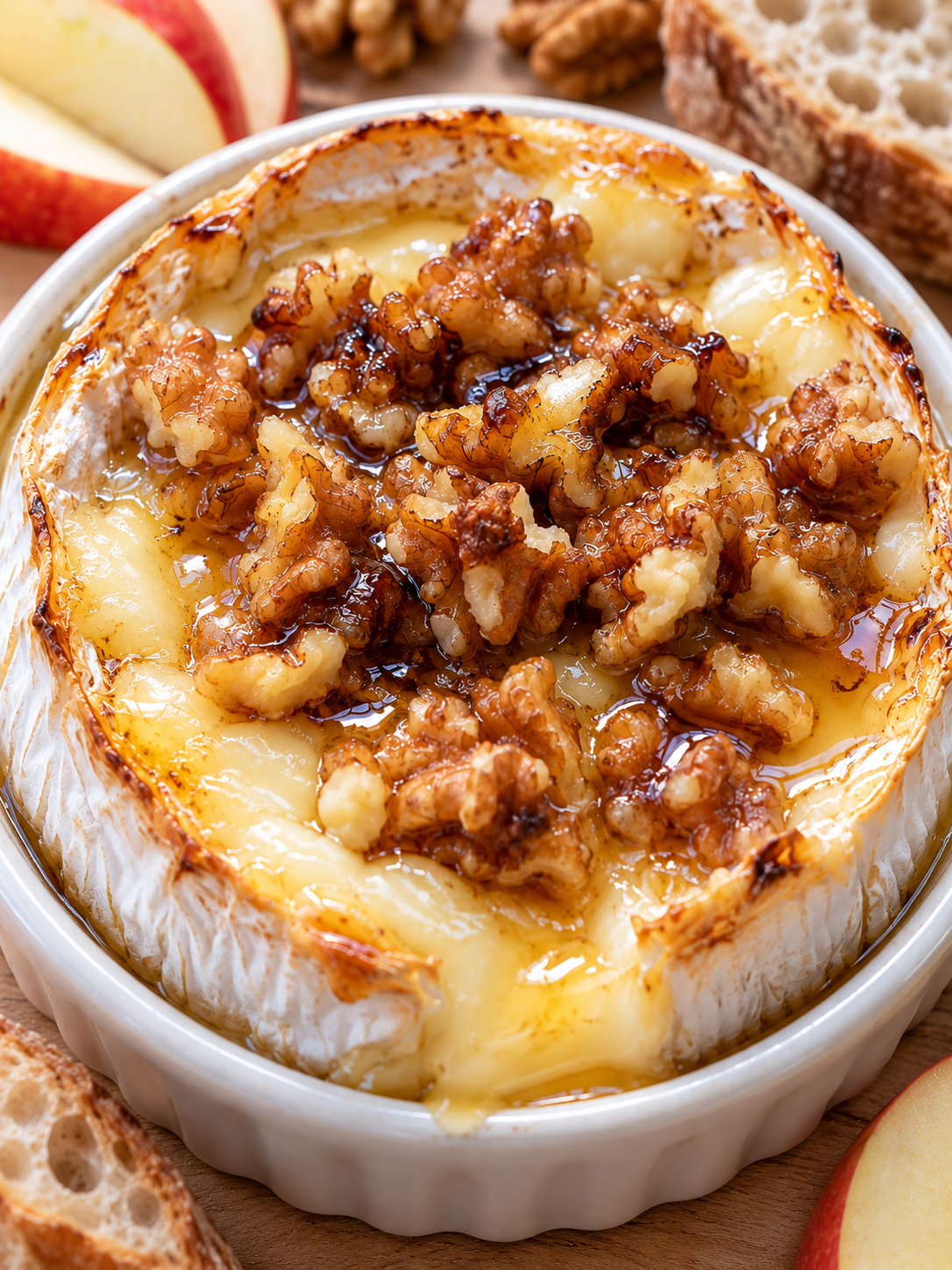 Warmer Camembert mit Honig, Walnüssen und cremigem Käsekern