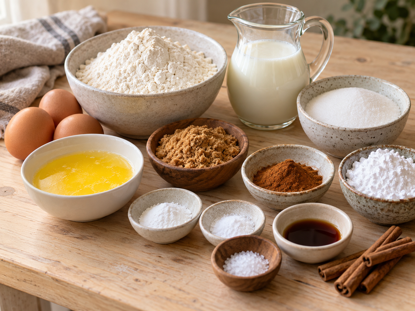 Zutaten für Zimtschnecken-Kuchen mit Buttermilch und Zimt