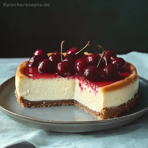 Vanille-Käsekuchen mit Kirschen