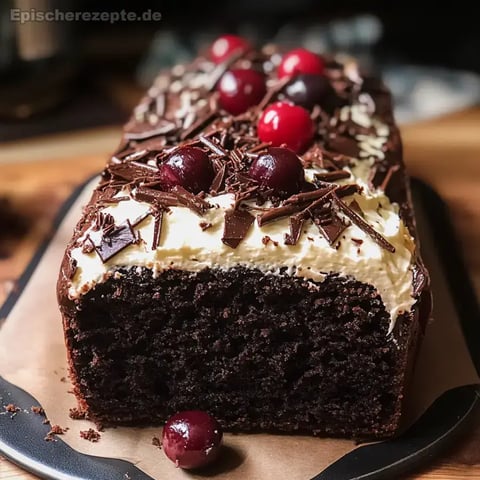 Black Forest Loaf Cake with Chocolate and Cherries