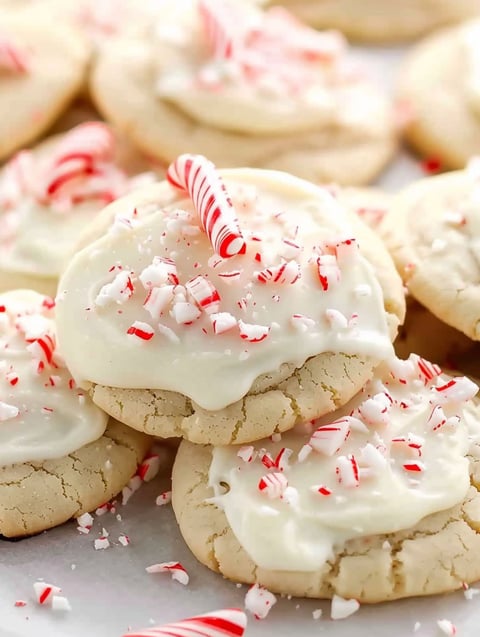White chocolate peppermint sugar cookies.