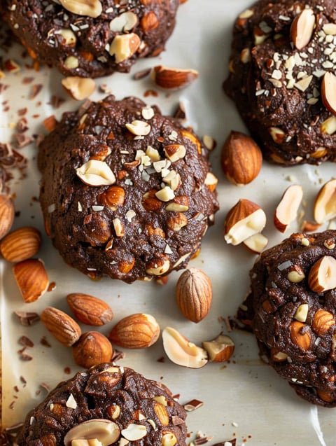 A plate of chocolate hazelnut cookies.
