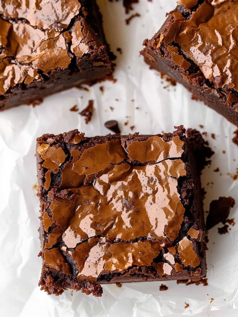 A close up of a brownie with chocolate drizzled on top.