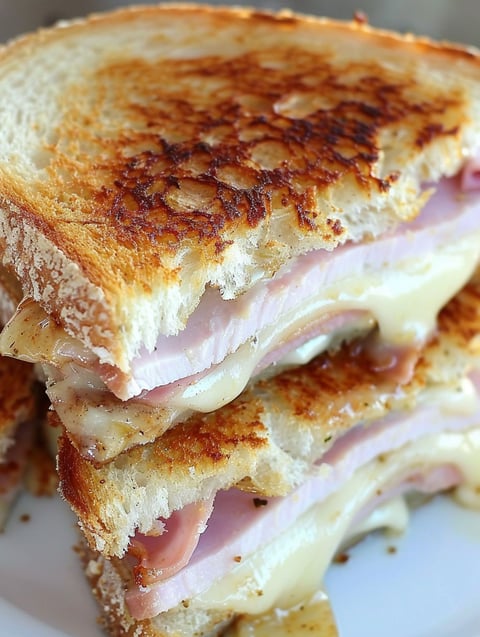 A grilled cheese sandwich with chicken cordon bleu.