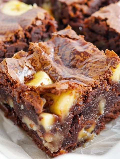 A slice of banana pudding brownies.