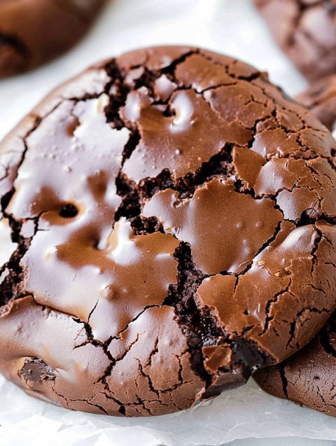 A small batch flourless chocolate cookie with a bite taken out of it.