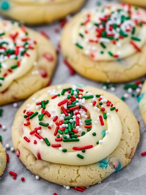 A batch of Christmas cake batter cookies.