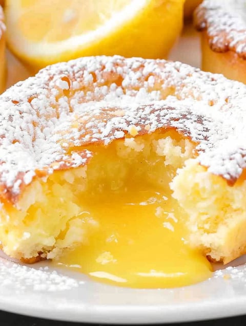 A slice of lemon lava cake with a yellow filling.