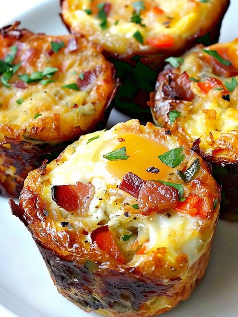 Breakfast muffins with eggs and bacon.