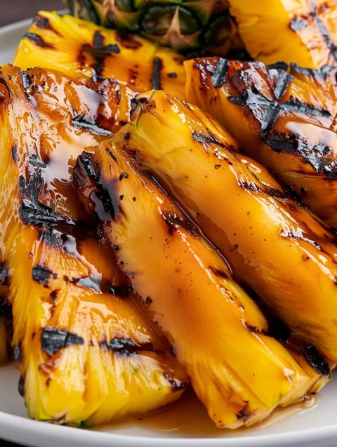 Brown sugar grilled pineapple slices.