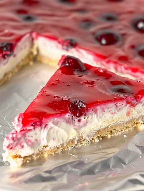 A slice of lemon raspberry fruit pizza.
