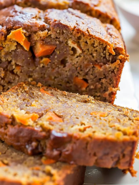A slice of carrot apple bread.